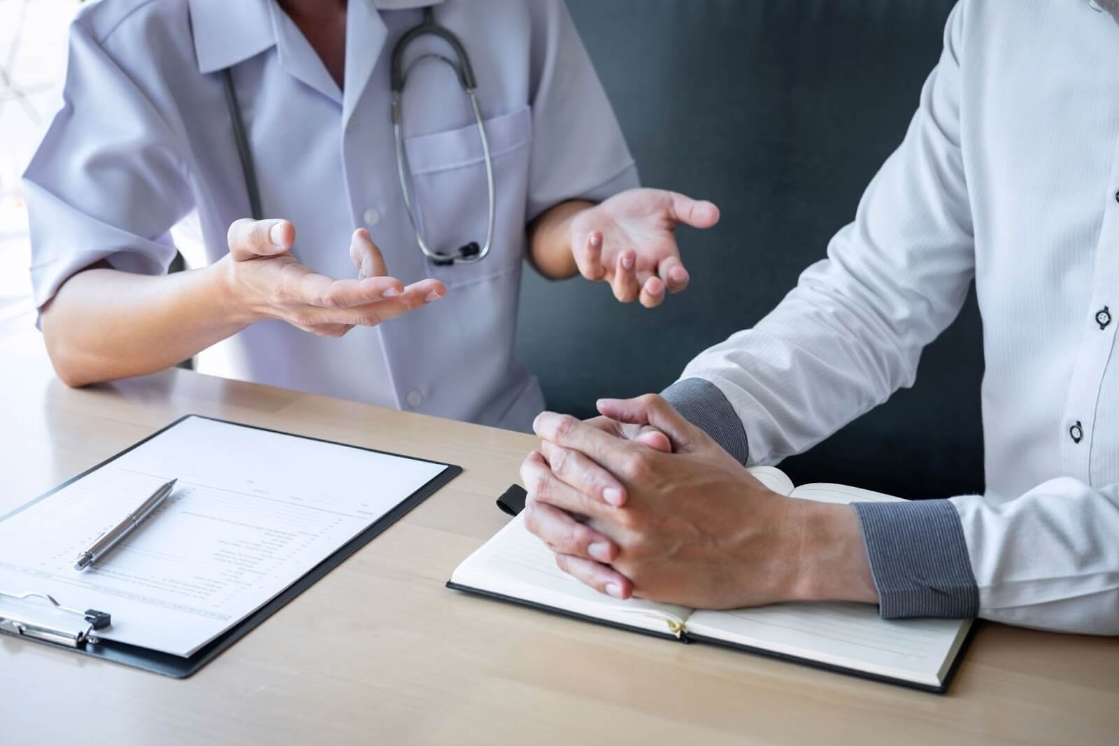 A patient is consulting a doctor