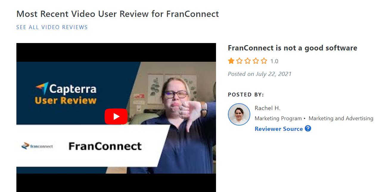 FranConnect user review in Capterra