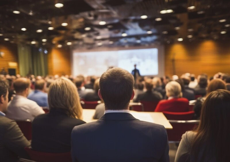 franchise-conventions-2026 Audience at a franchise convention presentation