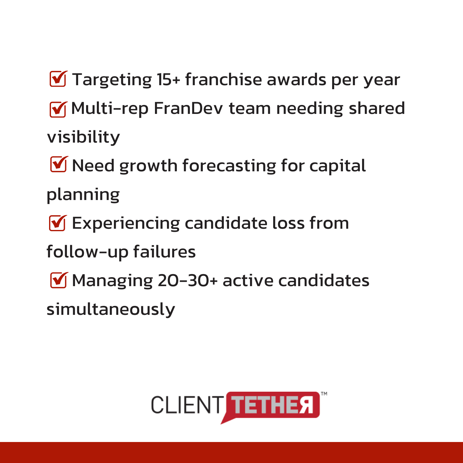 Franchise CRM candidate pipeline checklist: signs you need a CRM—15+ awards, multi-rep team, forecasting needs, candidate loss, and 20–30+ active candidates